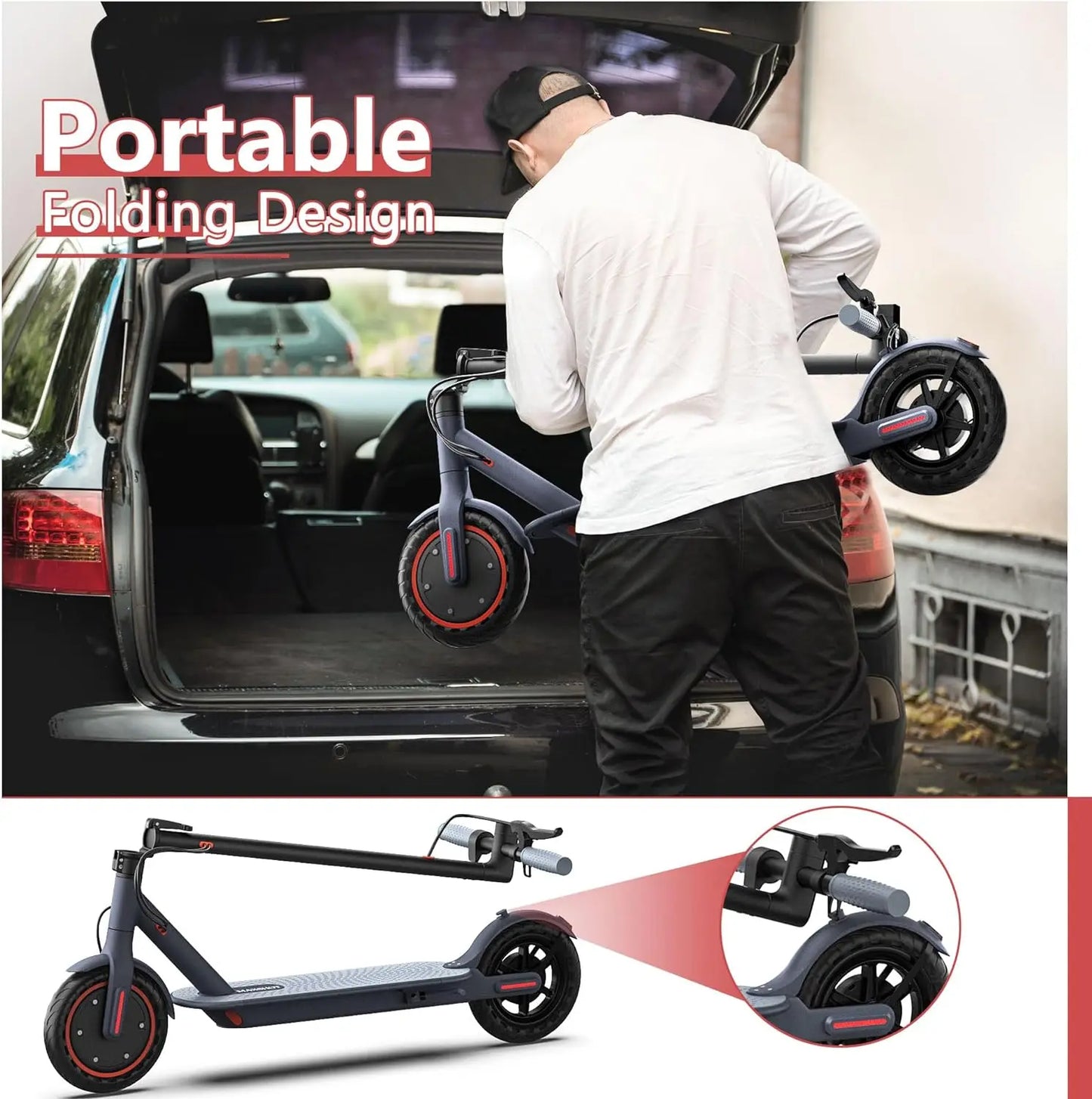 Max 21 Miles Long Range Folding E-Scooter