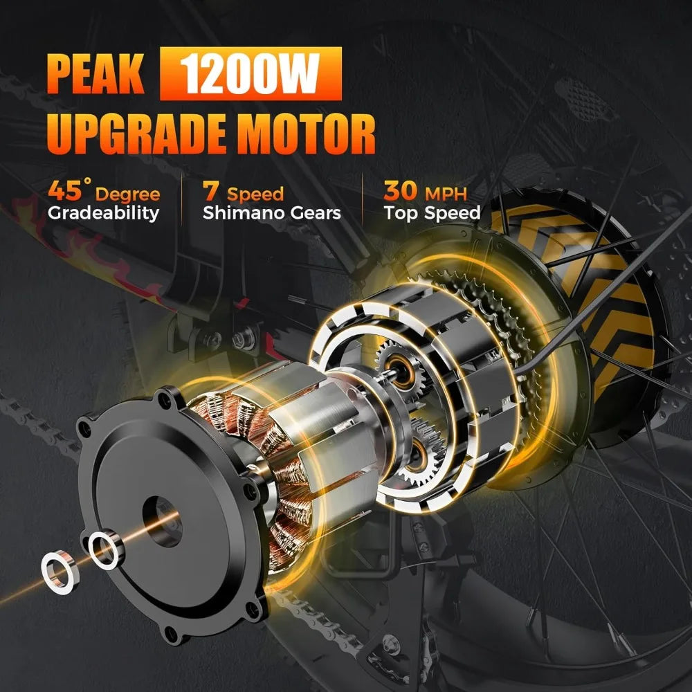 1200W Peak Upgrade Motor Electric Bike