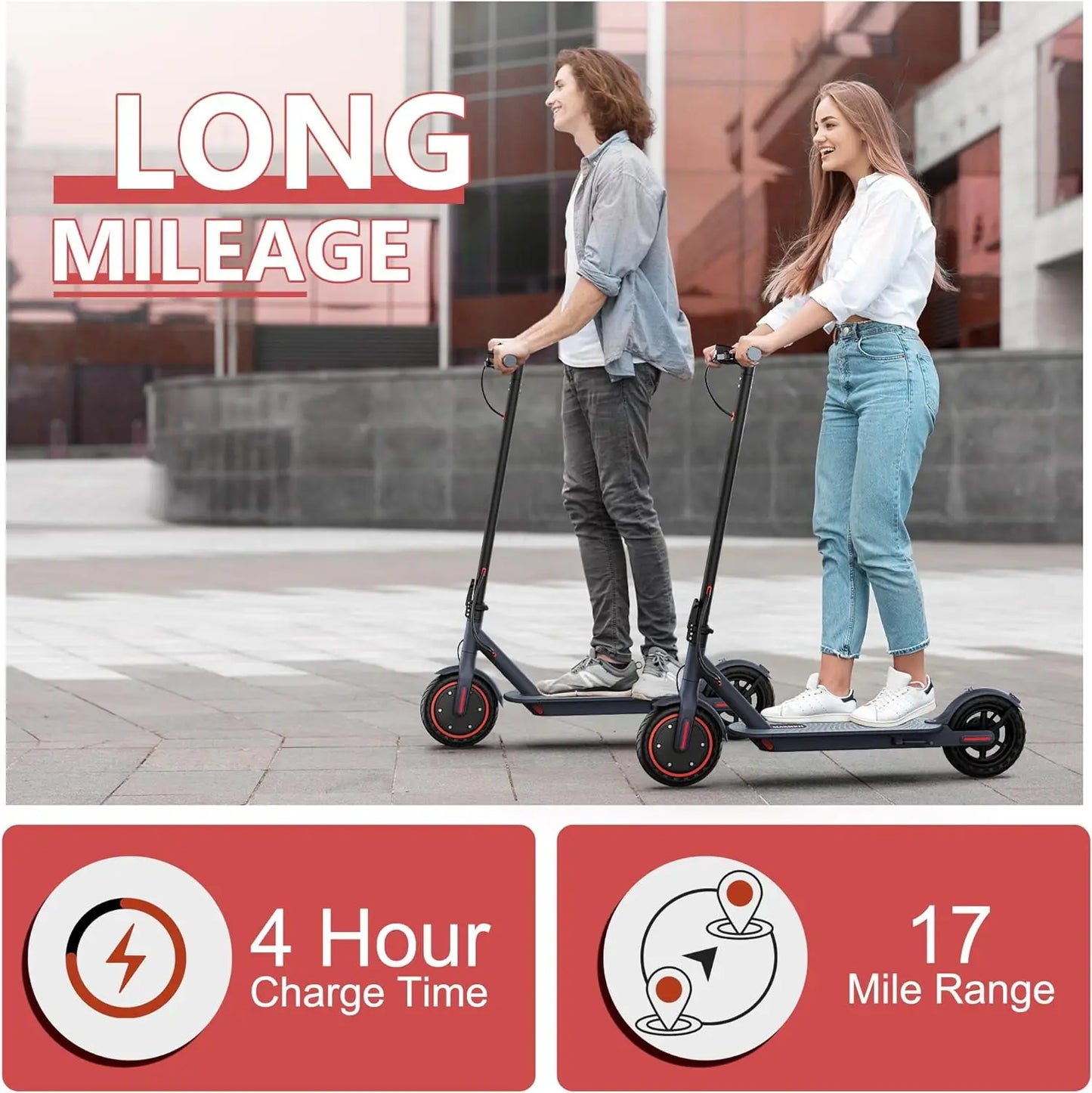 Max 21 Miles Long Range Folding E-Scooter